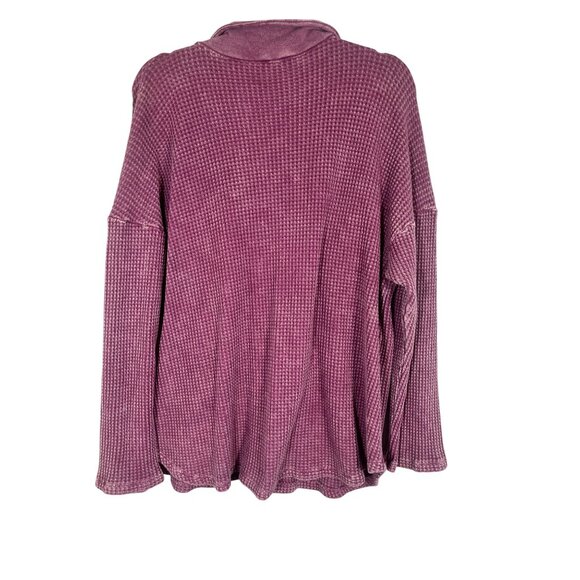 Retro Waffle Knit Shacket Pink M Oversized Neutral Preppy Boho Western Classic - Picture 8 of 9